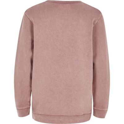 Boys pink washed print sweatshirt